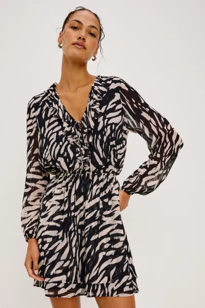 Lucresia Dress Ivory Tiger Stripe